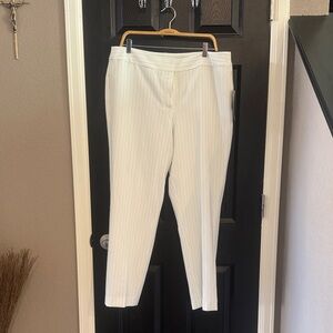 Nine West White Striped Cropped Pants